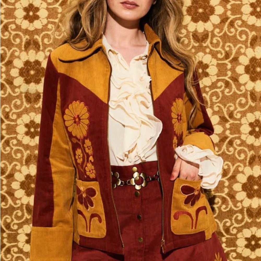 Hippie Shake Honey Hi Floral Embroidered Jacket